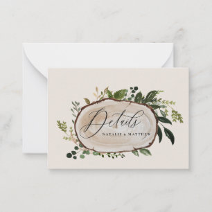 Save the Date Angaben zur Holzschliffzeit Mitteilungskarte