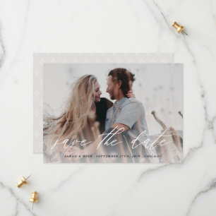 Save the Date angeschlagene Fotokarte weiß