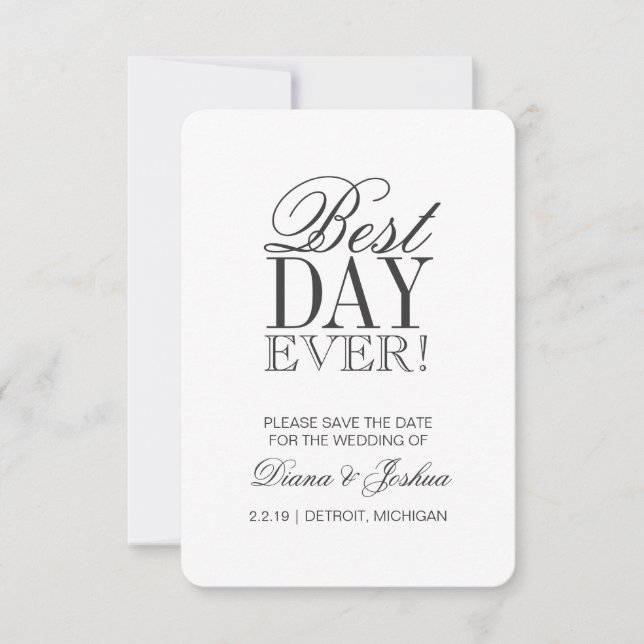 Save the Date Ankündigung | BESTER TAG JE (Vorderseite)