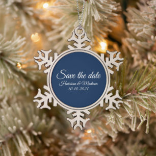 Save the Date Ankündigung von Hochzeitsschreiben Schneeflocken Zinn-Ornament