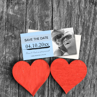 Save the Date Ankündigungen von Fotokarten {blau}