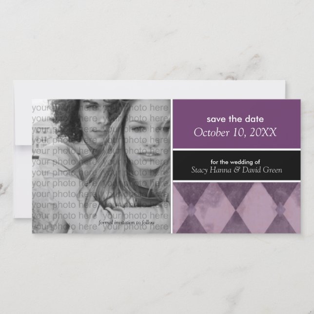 Save the Date Ankündigungen von Fotokarten {Lila} (Vorderseite)