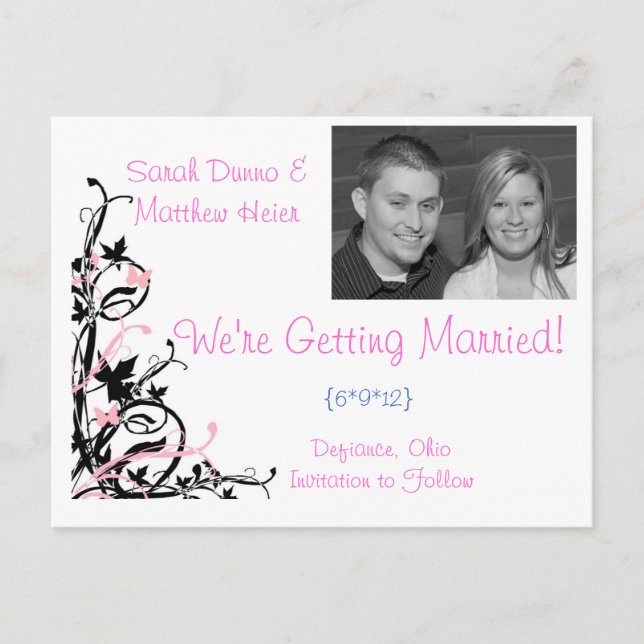 Save the Date Ankündigungspostkarte (Vorderseite)