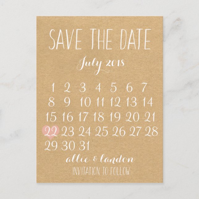 Save the Date Ankündigungspostkarte (Vorderseite)