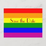 Save the Date Ankündigungspostkarte<br><div class="desc">Entwurf der Regenbogenflagge</div>