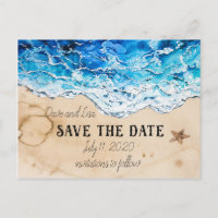 Save the Date anpassbare Strandpostkarte