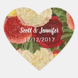 Save the Date antike Vintage Rosa Rosen Herz-Aufkleber
