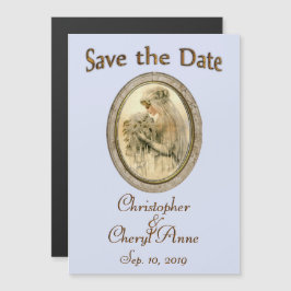 Save the Date Antique Bride Blue Magneteinladung