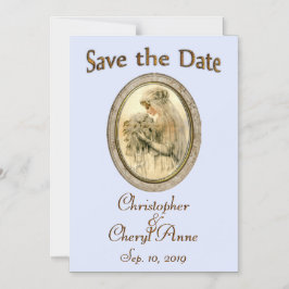 Save the Date Antique Bride Blue Magneteinladung