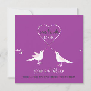 Save-the-Date-Anzeigen mit Lovebirds {Plum} Einladung