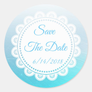Save the Date Aqua Blue Wedding Sticker