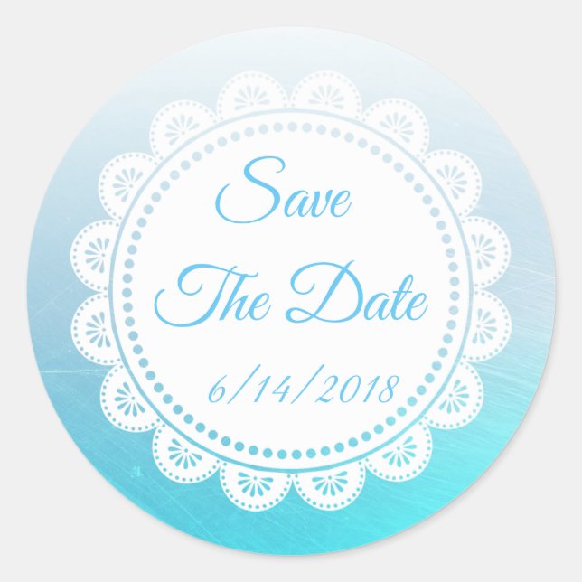 Save the Date Aqua Blue Wedding Sticker (Vorderseite)