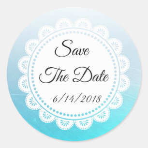 Save the Date Aqua Blue Wedding Sticker