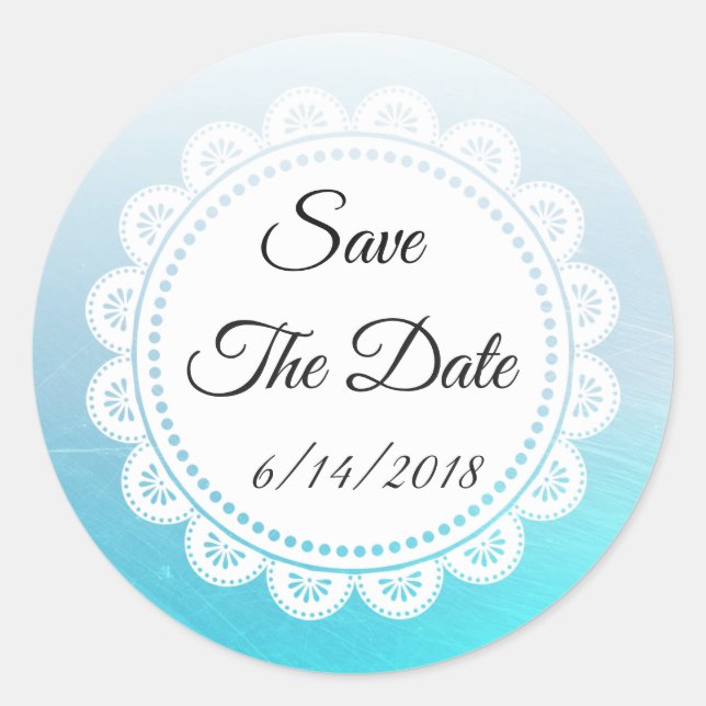 Save the Date Aqua Blue Wedding Sticker (Vorderseite)