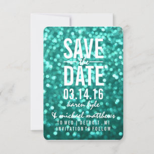 Save The Date Aqua Lit Glitzer Fab
