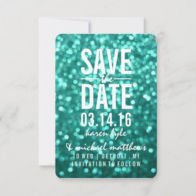 Save The Date | Aqua Lit Glitzer Fab (Vorderseite)