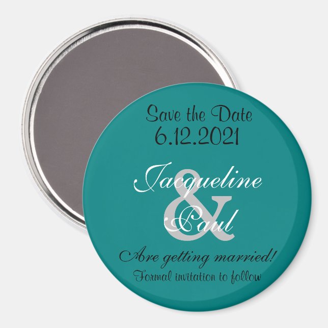 Save the Date Aquamarine grüne Magnete (Vorderseite/Rückseite)