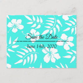 Save the Date Aquamariner Hibiskus Tropical Themed Postkarte