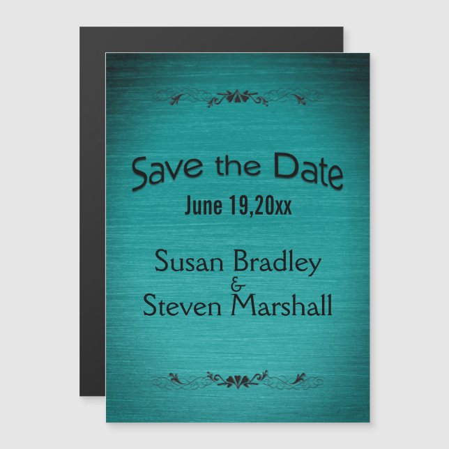 Save the Date Aquamariner Text Magneteinladung (Vorne/Hinten)