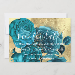 Save the Date Aquamarines Blue Wreath Wreath Gold