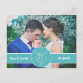 Save the Date Aquamarines Foto Ankündigungspostkarte
