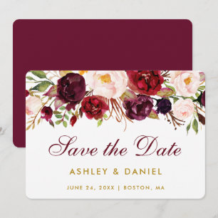 Save the Date Aquarell Floral Burgundy Gold BB