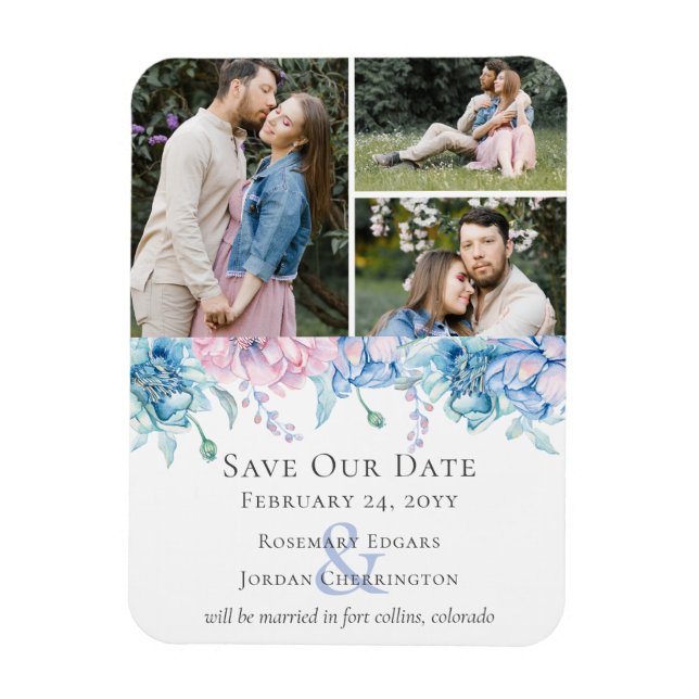 Save the Date Aquarellfarben Einzigartige Hochzeit Magnet (Vertikal)