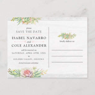 Save the Date Aquarellfarben-Sukkulatur Postkarte