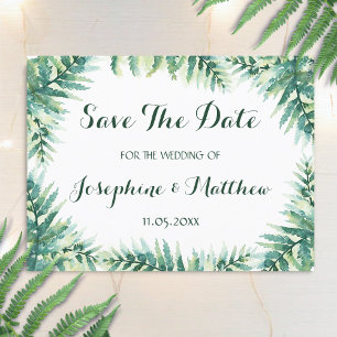 Save the Date Aquarellgrüne Fern Ankündigungspostkarte