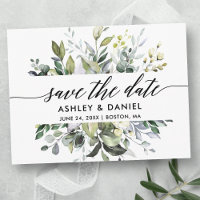 Save the Date Aquarellgrüne Kalligrafie