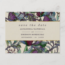 Save the Date Aquarellpflaume lila Postkarte