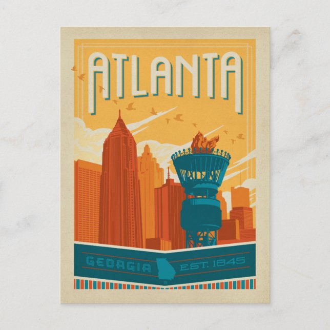 Save The Date | Atlanta, GA - EST. 1845 Ankündigungspostkarte (Vorderseite)
