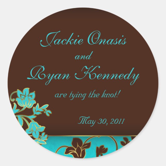 Save the Date Aufkleber Elegant Gold Floral BB (Vorderseite)