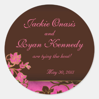 Save the Date Aufkleber Gold Floral Pink Brown