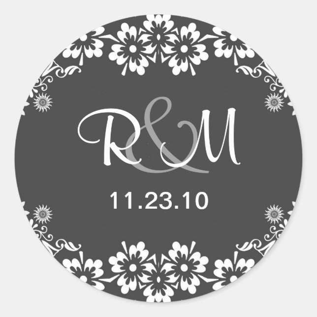 Save the Date Aufkleber mit Monogramm und Datum (Vorderseite)