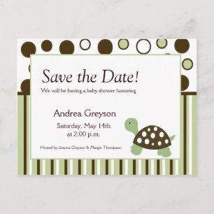 SAVE THE DATE Baby Dusche Mod Dot Turtle Postkarte