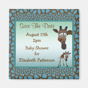 Save the Date Baby-Duschen-Giraffen u. Tier-Druck Magnet