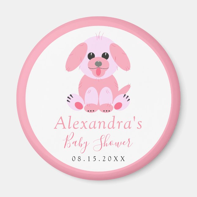Save the Date Baby Girl Dusche Personalisiert Pupp Magnet (Vorne)