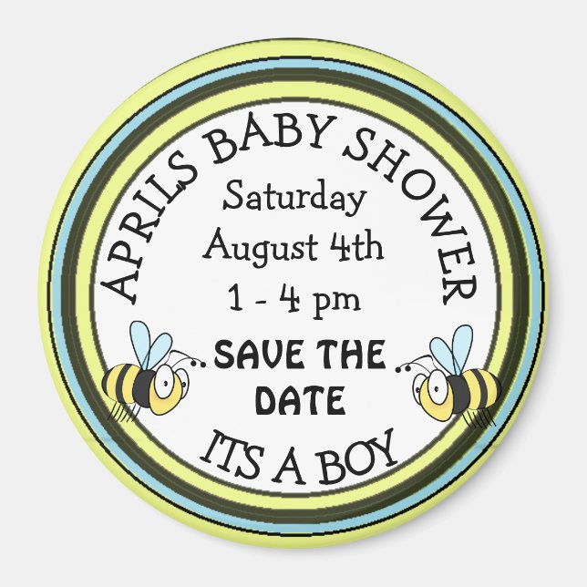 Save the Date Baby Shower Bee Themed Magnet (Vorne)