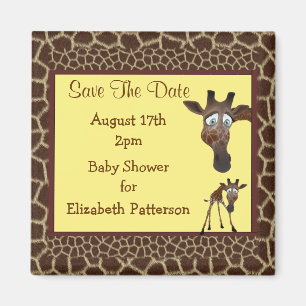 Save the Date Baby Shower Giraffen & Animal Print Magnet