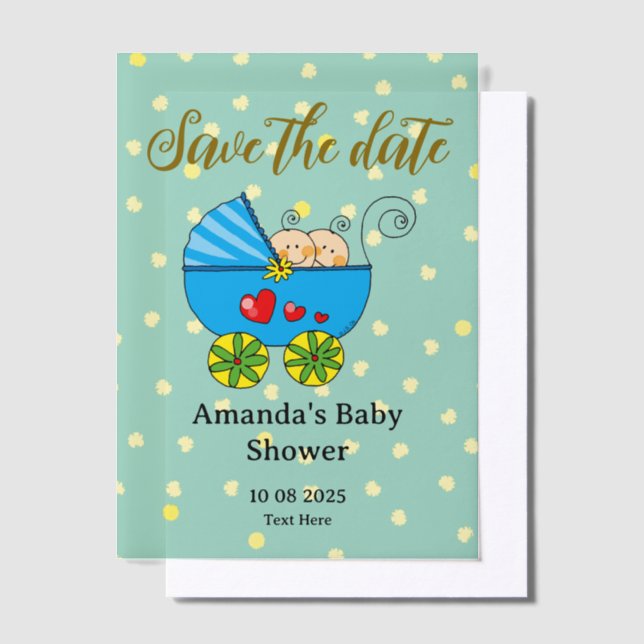 Save the Date Baby-Twin-Babydusche (Versetzt)