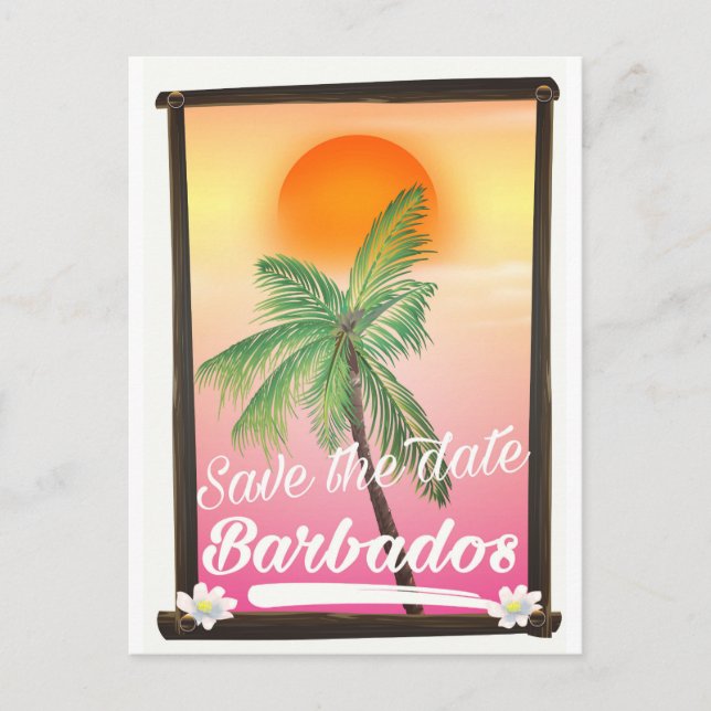 Save the Date - Barbados Vintage Postkarte (Vorderseite)