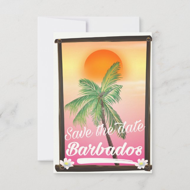 Save the Date - Barbados Vintage Postkarte (Vorderseite)