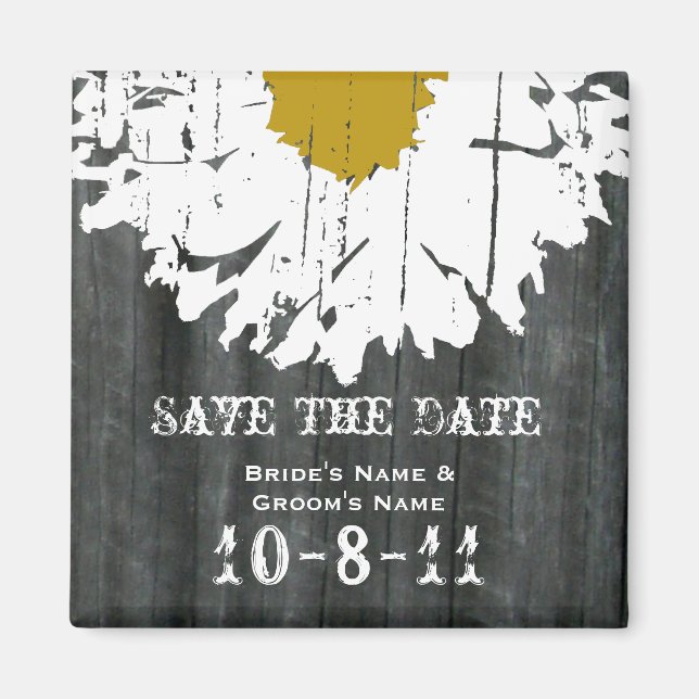 Save the Date - Barnwood & Daisy Magnet (Vorne)