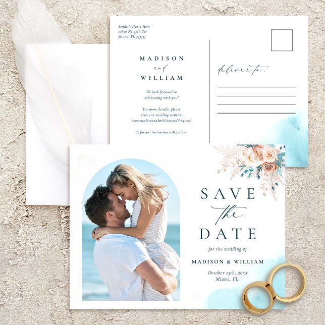 Save the Date Beach Destination Postkarte (Von Creator hochgeladen)