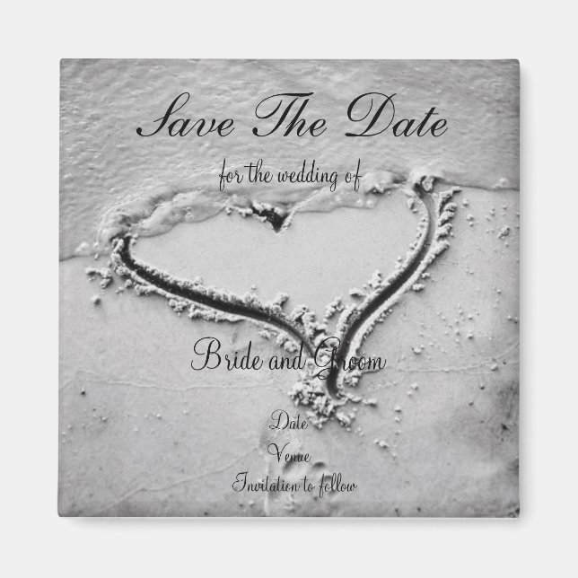 Save the Date Beach Heart Magnet (Vorne)