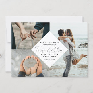 Save the Date Beach Inspiriert Foto Collage Weddin Einladung