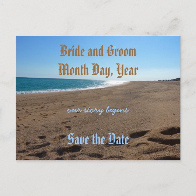 Save the Date Beach Theme Postcard Ankündigungspostkarte (Vorderseite)