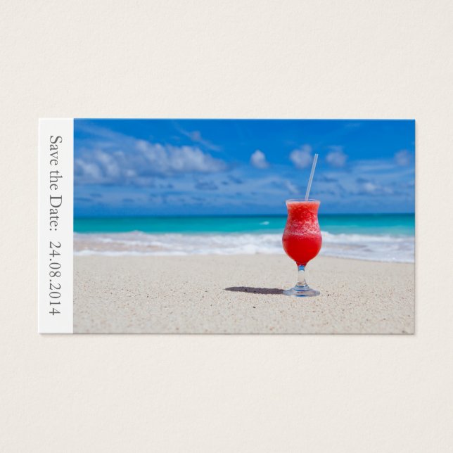 Save the Date Beach Wedding - Visitenkarte (Vorderseite)
