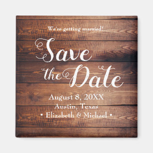 Save the Date bedrucktes Holz Rustikale Hochzeit Magnet